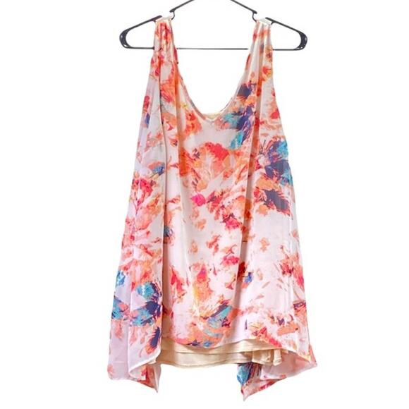 Target Plus Size Split Back Multicolor Knit Tank Top in Shades of Peach & Cream - Picture 1 of 12